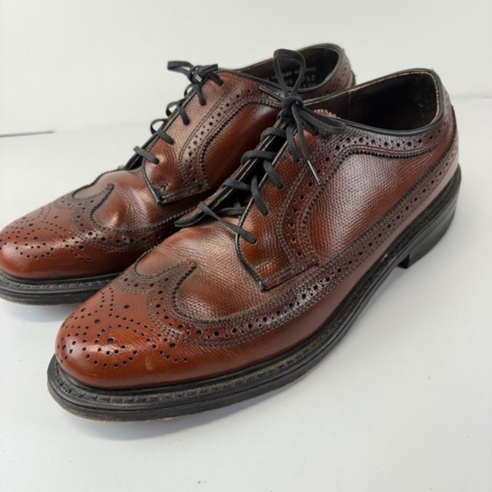 Stafford Men's Size 9.5D Brown Leather Wingtip Brogue Oxford Dress Shoes USA - Picture 3 of 8